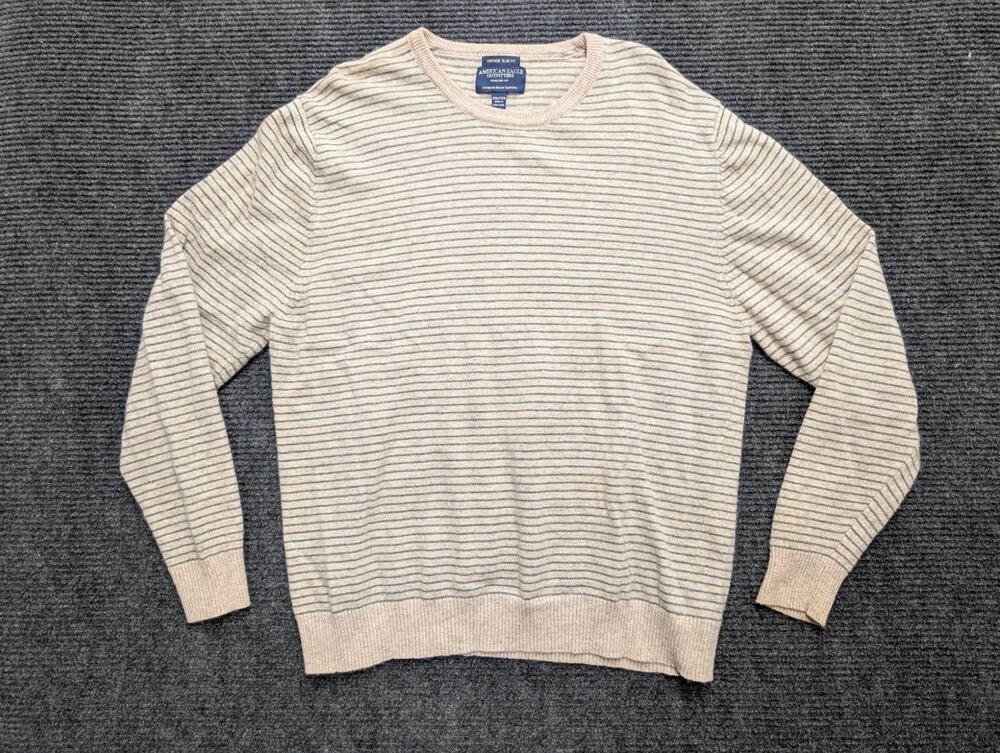 Vtg American Eagle Lambs Wool Cotton Sweater vintage slim fit men XXL 2X Striped